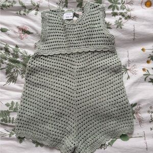Zara Sage Knit Baby Romper